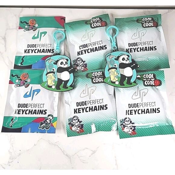 8 Assorted Dude Perfect Keychain Back Pack Buddy Golf Panda Children - Picture 1 of 7